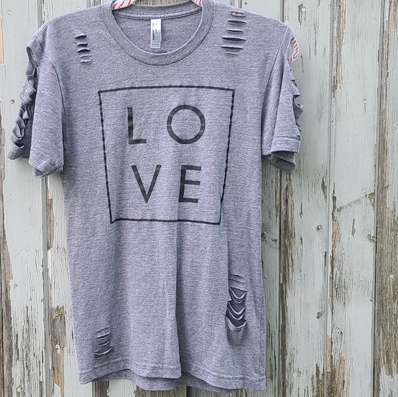 Love Graphic Print Destroyed Tee Tshirt - Picture 1 of 5